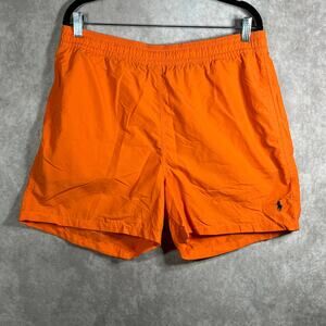 Polo Ralph Lauren Swim Trunks Mens Large Orange Mesh Lined Drawstring Lined‎